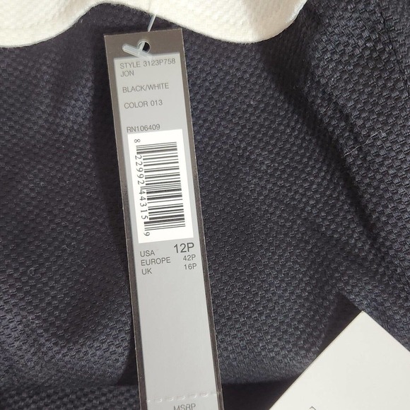 Tahari Womens Sheath Dress Size 12P Petites Black White Sleeveless Career Lined - Picture 6 of 8